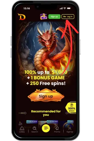 Dragon Slots Log In button